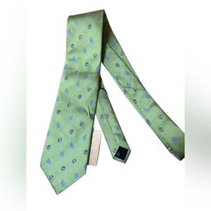 NWT Y&G Green Fish Print Silk Tie Coastal